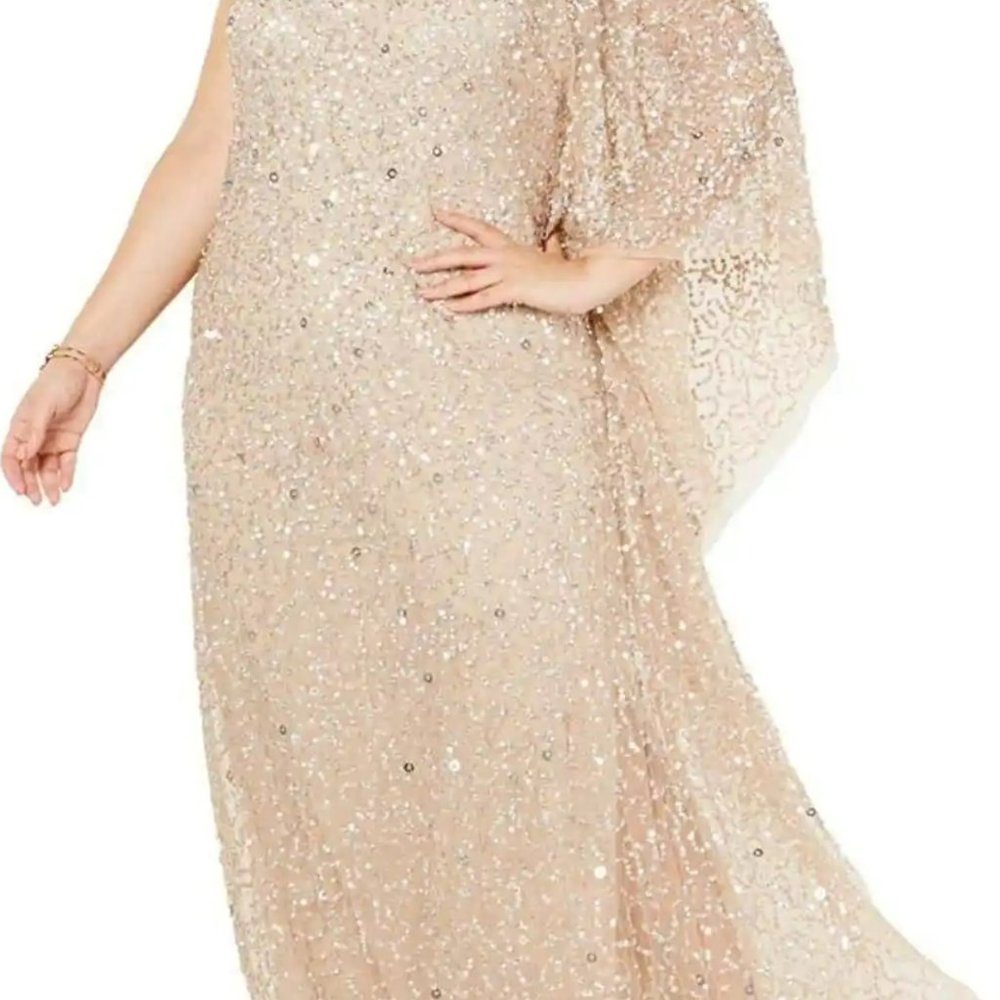 ISO - Papell one shoulder beaded/sequin kaftan/caftan evening gown. - Picture 3 of 3